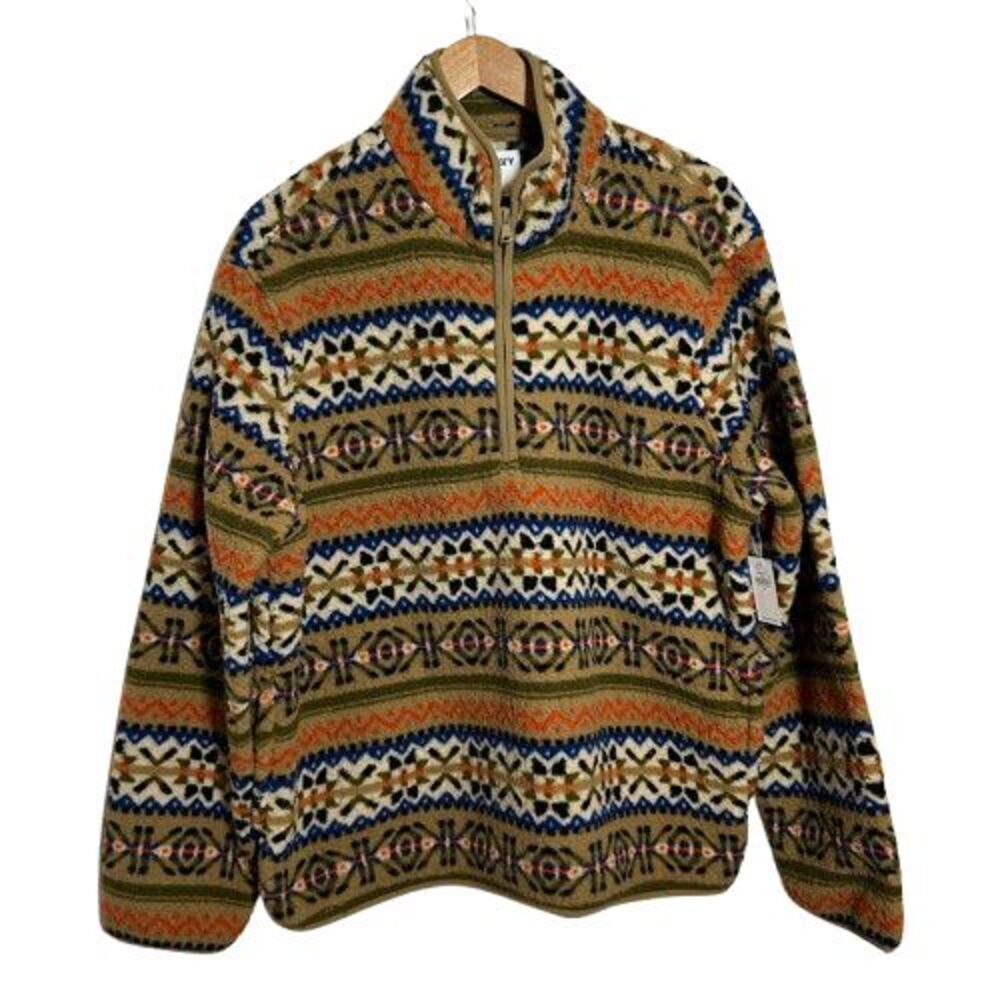 NEW Old Navy Sherpa 1/4 Zip Sweater Mens M Jacket Aztec Southwestern Fair Isle